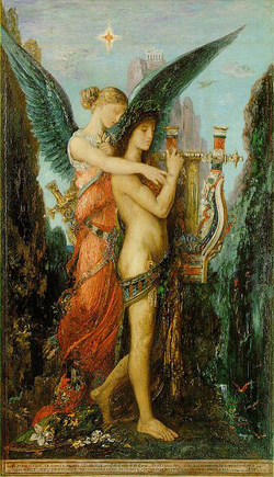 Painting: Hesiod and the Muse by Gustave Moreau
