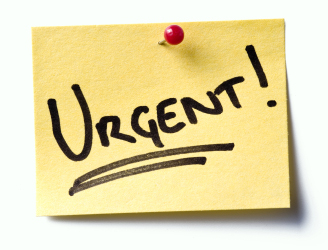 Post-it note with the word URGENT written on it