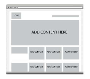 Greyed in theme with the words Add Content in each pane