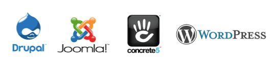 CMS logos - Drupal, Joomla, Concrete5, WordPress