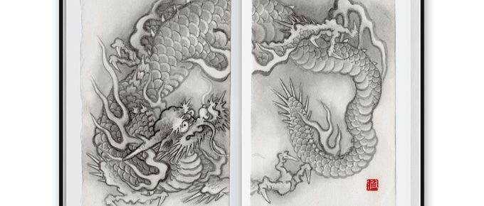 Ichi Hatano's Dragons - double page spread of dragon illustration
