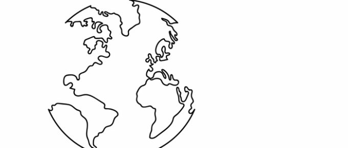 Drawing of a world map as a single continuous line