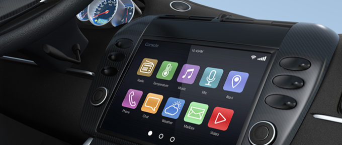 Car dashboard with media options