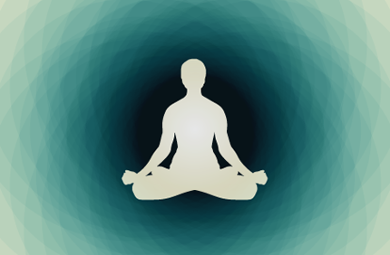Silhouette of meditator sitting cross-legged