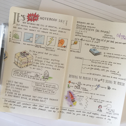 Illustrated pages from Aileen's notebook
