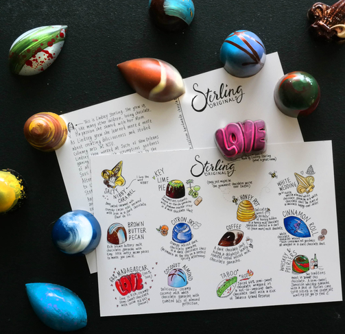 Aileen's illustrations of Sterling Originals confectionery