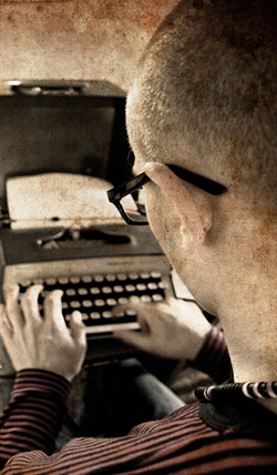 Writer typing