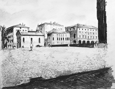 Pencil drawing of Ferrara